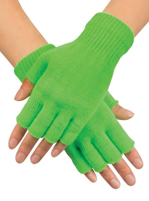 Guantes verdes sin dedos para adulto