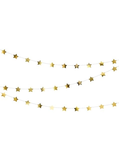 Guirnalda con estrellas doradas (3,6 m)
