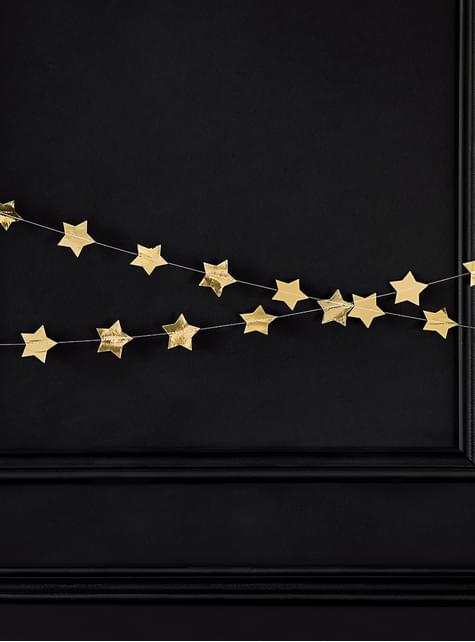 Guirnalda con estrellas doradas (3,6 m)