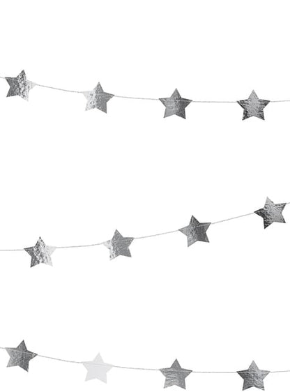 Guirnalda con estrellas plateadas (3,6 m) - Partydeco | Funidelia