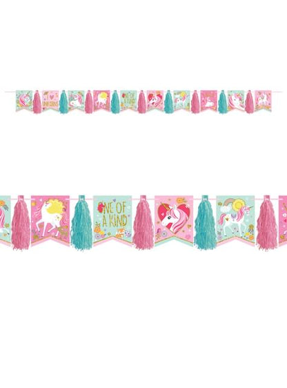 Guirnalda con pompones de unicornio - Pretty Unicorn - AMSCAN | Funidelia