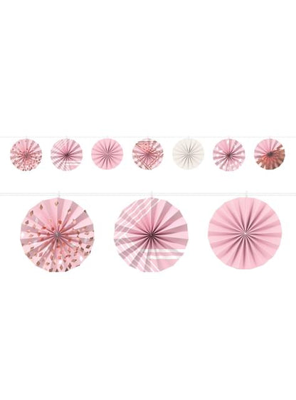Guirnalda de Abanicos de papel decorativos en tonos rosados - AMSCAN | Funidelia