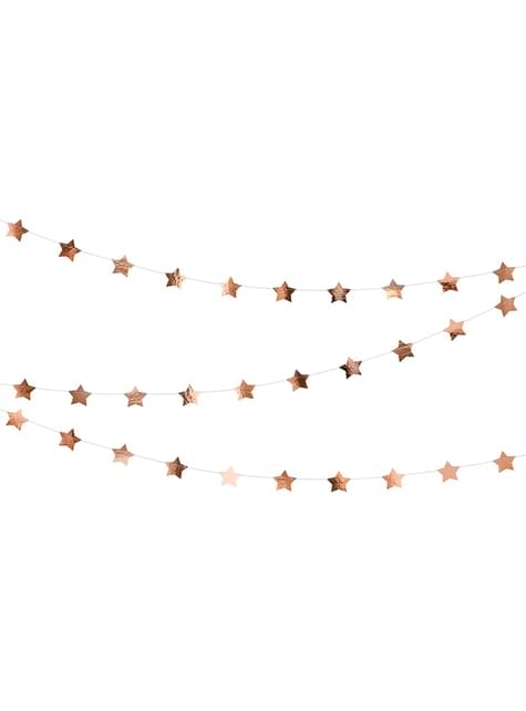 Guirnalda de estrellas oro rosa - Partydeco | Funidelia