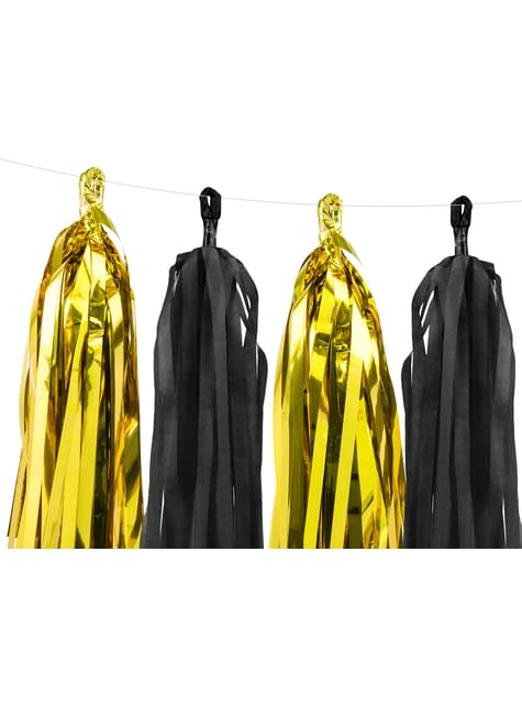 Guirnalda de flecos negros y dorado - Partydeco | Funidelia