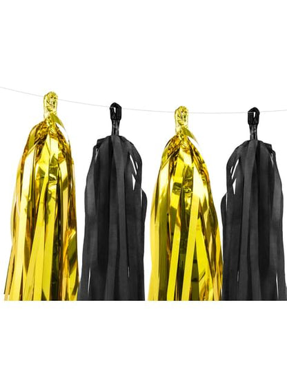 Guirnalda de flecos negros y dorado - Partydeco | Funidelia