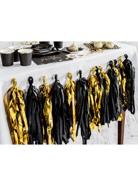 Guirnalda de flecos negros y dorado - Partydeco | Funidelia