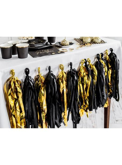 Guirnalda de flecos negros y dorado - Partydeco | Funidelia