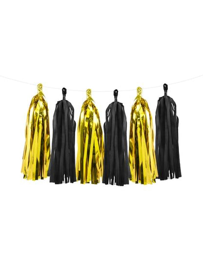 Guirnalda de flecos negros y dorado - Partydeco | Funidelia