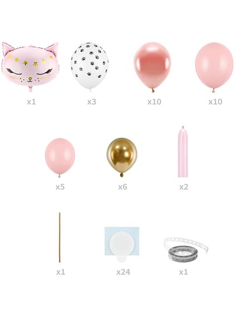 Guirnalda de globos columna de gato rosa - Partydeco | Funidelia
