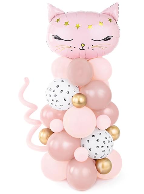Guirnalda de globos columna de gato rosa - Partydeco | Funidelia