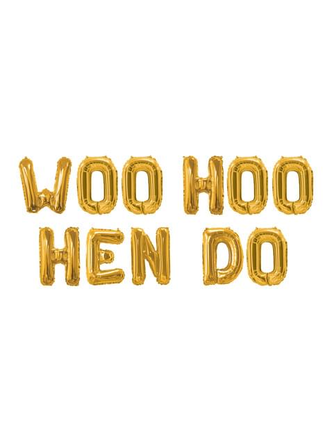 Guirnalda de globos foil dorados - Woo Hoo Hen Do - Neviti | Funidelia