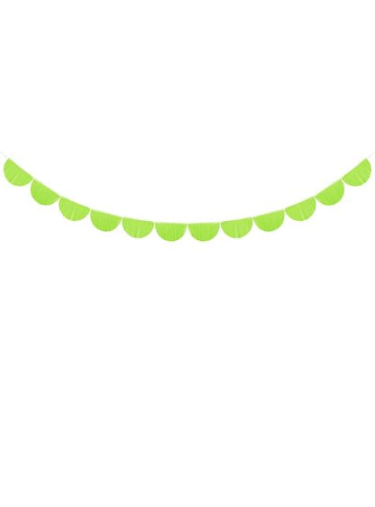 Guirnalda de semicírculos verde claro con flecos de 20 cm