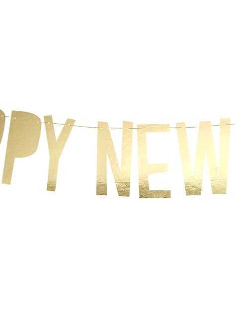 Guirnalda “Happy New Year“ dorada - Happy New Year Collection - Partydeco | Funidelia