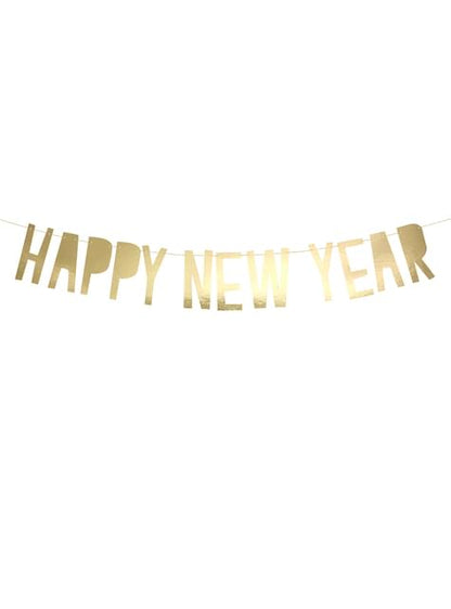 Guirnalda “Happy New Year“ dorada - Happy New Year Collection - Partydeco | Funidelia