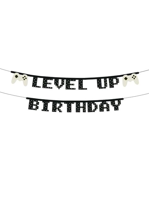 Guirnalda “Level up Birthday“ - Videogame party - Partydeco | Funidelia