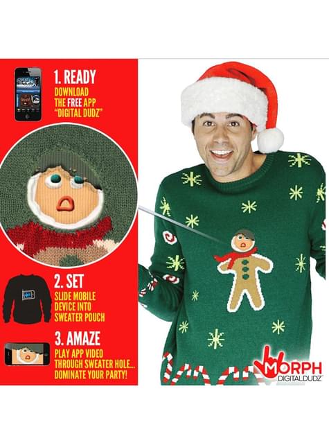 Jersey navideño de galleta de Jengibre mordida Digital Dudz