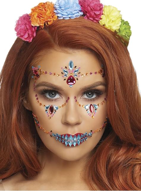 Joyas faciales de Catrina Día de los Muertos - Leg Avenue | Funidelia