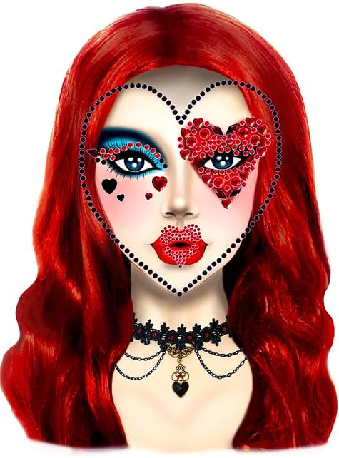 Joyas faciales de Reina de Corazón - Leg Avenue | Funidelia