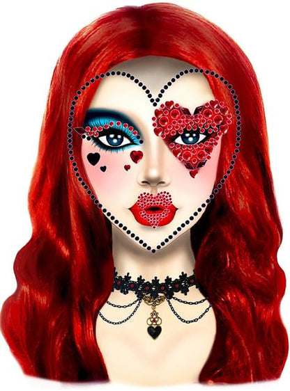 Joyas faciales de Reina de Corazón - Leg Avenue | Funidelia