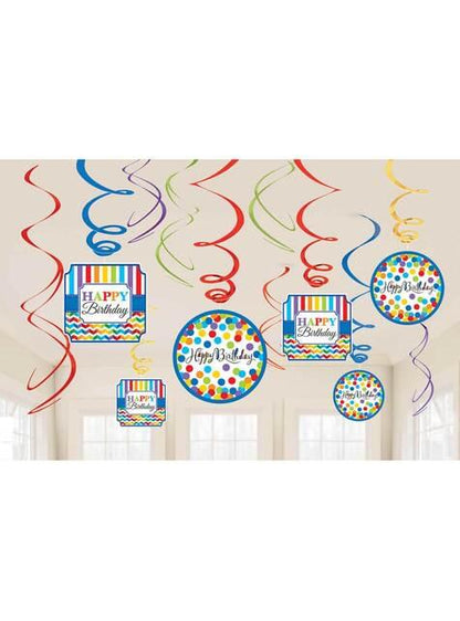 Kit de 12 decoraciones colgantes de lunares de colores - AMSCAN | Funidelia