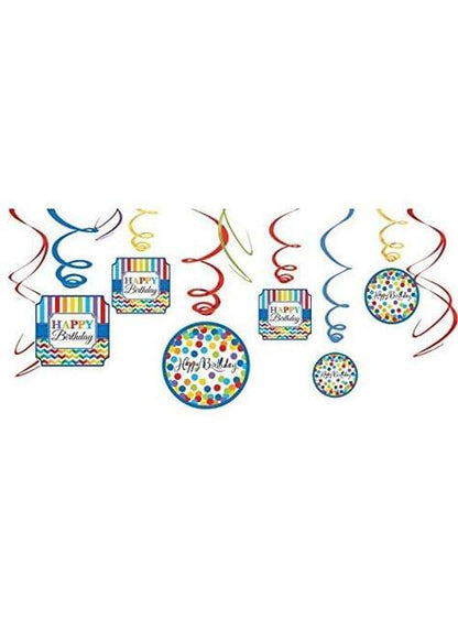 Kit de 12 decoraciones colgantes de lunares de colores - AMSCAN | Funidelia