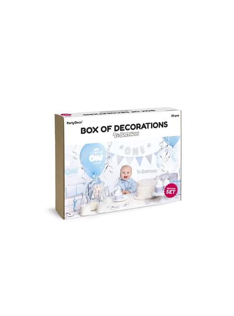 Kit de decoración de fiesta “1st Birthday“ azul - 1st Birthday