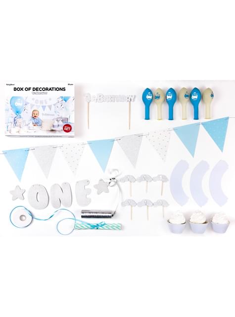 Kit de decoración de fiesta “1st Birthday“ azul - 1st Birthday