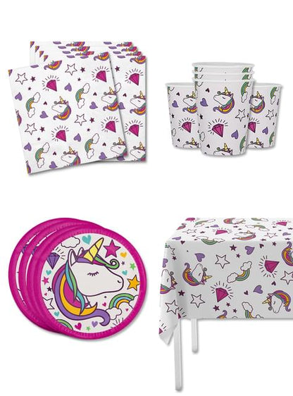 Kit decoración de cumpleaños de unicornio para 8 personas - Lovely Unicorn - Funiglobal Kits | Funidelia
