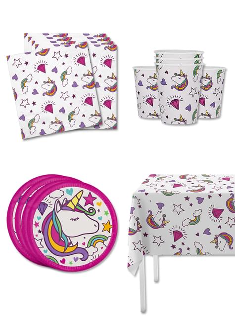 Kit decoración de cumpleaños de unicornio para 8 personas - Lovely Unicorn - Funiglobal Kits | Funidelia
