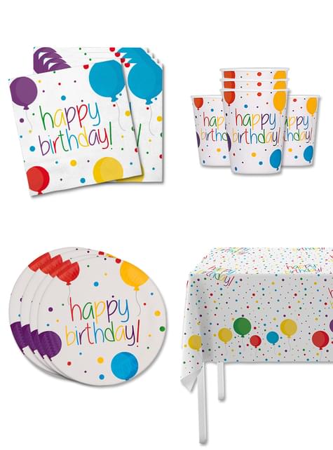 Kit decoración de cumpleaños para 8 personas - Happy Birthday - Funiglobal Kits | Funidelia