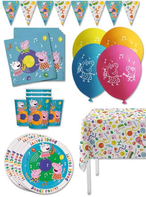 Kit decoración de cumpleaños Peppa pig Premium para 8 personas