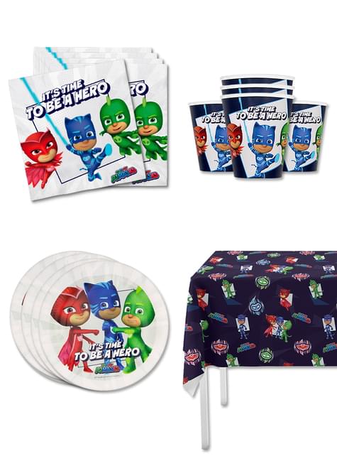 Kit decoración de cumpleaños Pj Mask para 8 personas - Funiglobal Kits | Funidelia