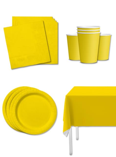 Kit decoración de fiesta color amarillo para 8 personas - Colores lisos - Funiglobal Kits | Funidelia