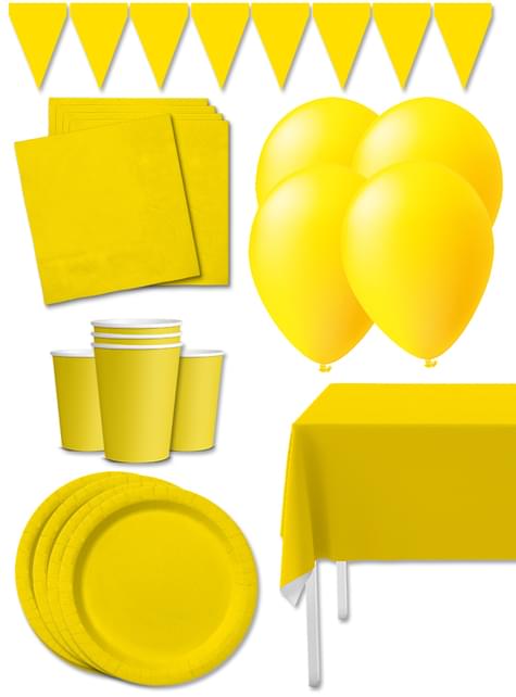 Kit decoración de fiesta color amarillo Premium para 8 personas - Colores lisos - Funiglobal Kits | Funidelia