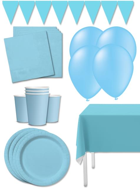 Kit decoración de fiesta color azul claro Premium para 8 personas - Colores lisos - Funiglobal Kits | Funidelia