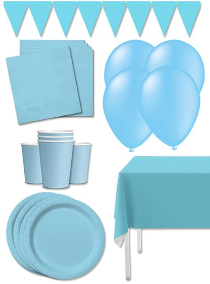 Kit decoración de fiesta color azul claro Premium para 8 personas - Colores lisos - Funiglobal Kits | Funidelia