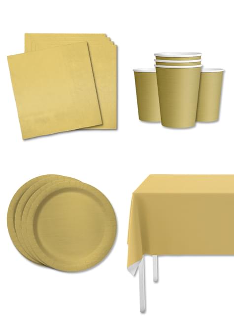 Kit decoración de fiesta color dorado para 8 personas - Colores lisos - Funiglobal Kits | Funidelia