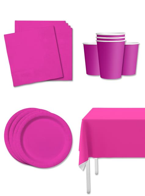 Kit decoración de fiesta color fucsia para 8 personas - Colores lisos - Funiglobal Kits | Funidelia
