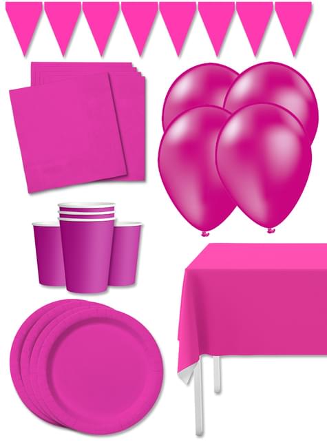 Kit decoración de fiesta color fucsia Premium para 8 personas - Colores lisos - Funiglobal Kits | Funidelia