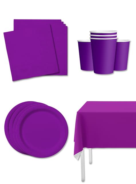 Kit decoración de fiesta color morado para 8 personas - Colores lisos - Funiglobal Kits | Funidelia