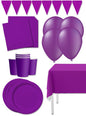 Kit decoración de fiesta color morado Premium para 8 personas - Colores lisos