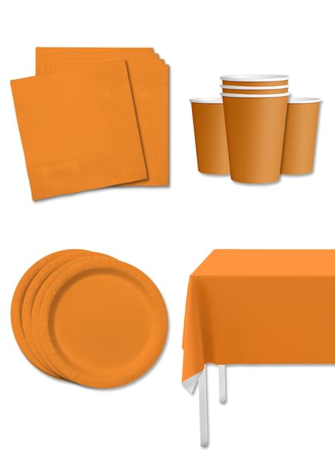 Kit decoración de fiesta color naranja para 8 personas - Colores lisos - Funiglobal Kits | Funidelia