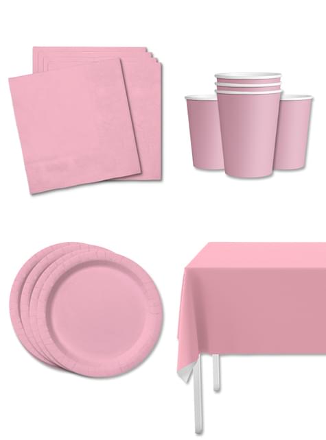 Kit decoración de fiesta color rosa palo para 8 personas - Colores lisos - Funiglobal Kits | Funidelia