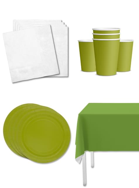 Kit decoración de fiesta color verde lima para 8 personas - Colores lisos - Funiglobal Kits | Funidelia