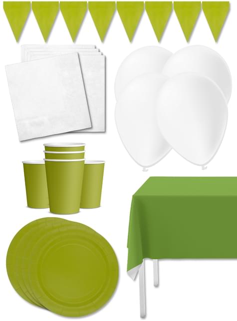 Kit decoración de fiesta color verde lima Premium para 8 personas - Colores lisos - Funiglobal Kits | Funidelia