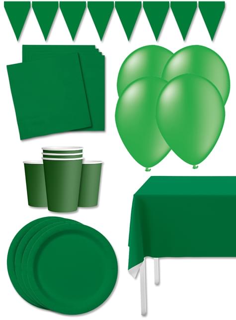 Kit decoración de fiesta color verde Premium para 8 personas - Colores lisos - Funiglobal Kits | Funidelia