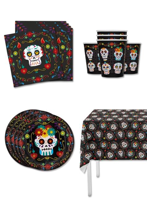 Kit decoración de fiesta de Catrina día de los muertos para 8 personas - Day of the Dead - Funiglobal Kits | Funidelia