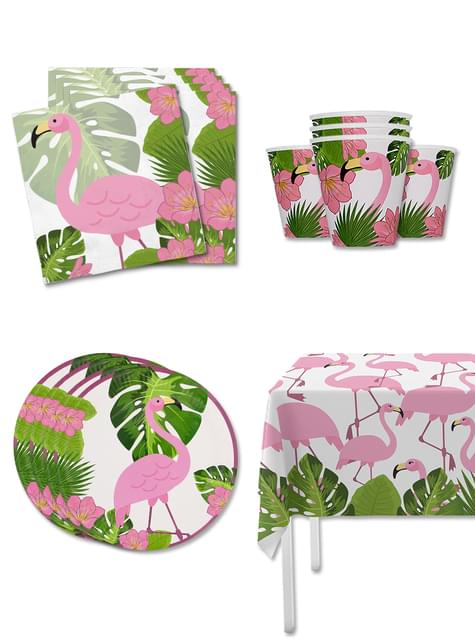 Kit decoración de fiesta de flamencos para 8 personas - Tropical flamingos - Funiglobal Kits | Funidelia