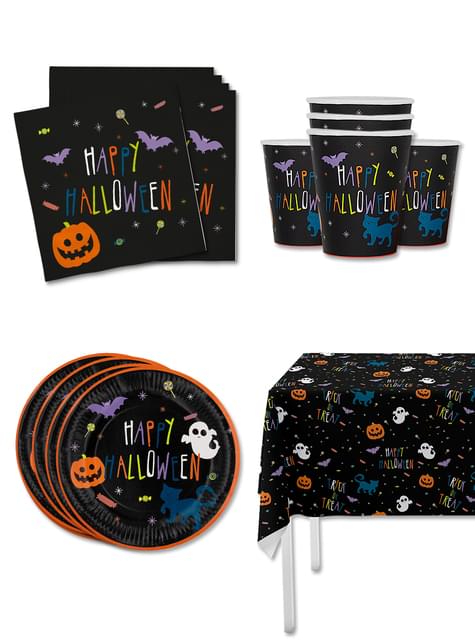 Kit decoración de fiesta de Halloween calabaza para 8 personas - Happy Halloween - Funiglobal Kits | Funidelia