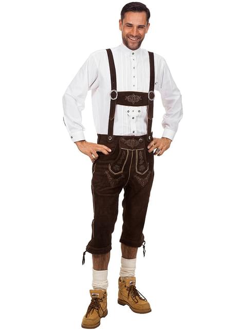 Lederhose marrón oscuro deluxe para hombre